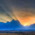 Grand Tetons National Park, Sunset with fire-21